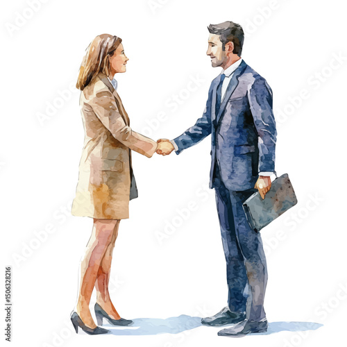 Business Deal, watercolor illustration vector, high quality, isolated on a white background.