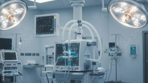 Anesthesia Machine with Breathing Circuit in Operating Room
