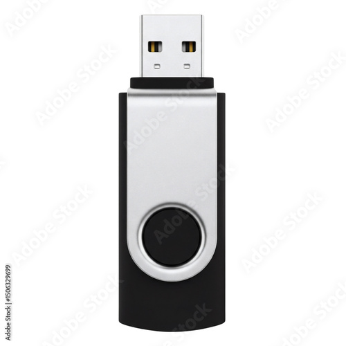 Black and silver USB flash drive