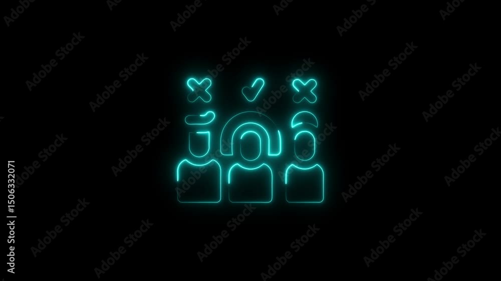 Animated neon illustration of group selection and decision making process Animated neon illustration of group selection and decision making process
