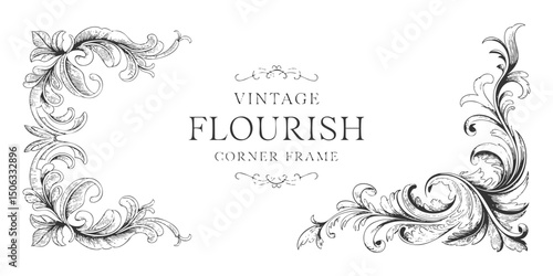 Download vintage flourish corner frame vector design element for invitation card and wedding decoration use free silhouette