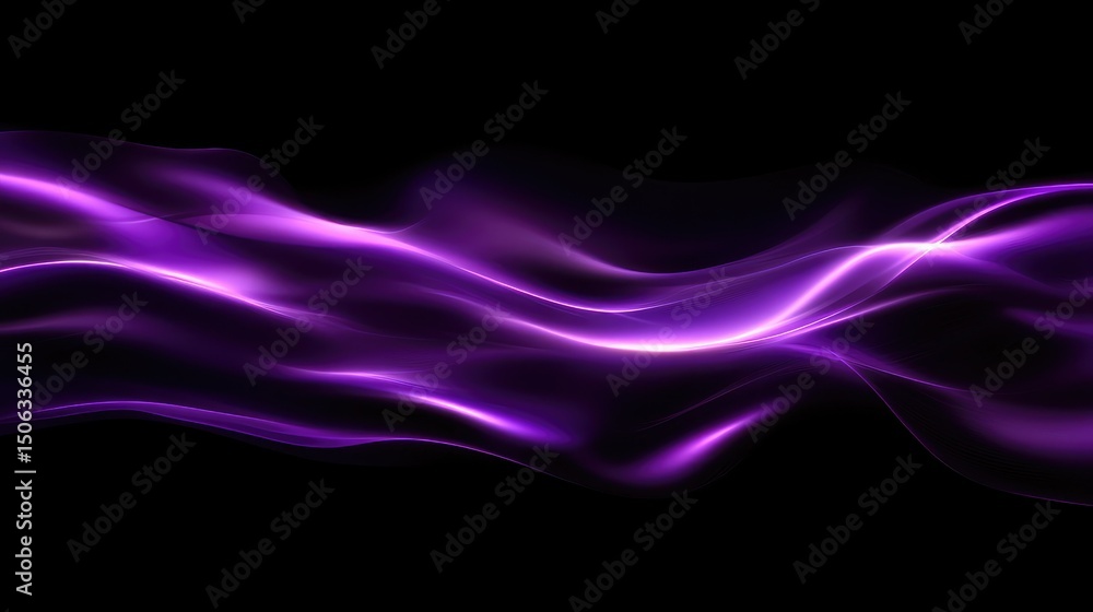 Ethereal Flow of Purple Light on a Dark Background, Captivating and Abstract Wave Patterns Representing Motion, Energy, and Artistic Expression in Visual Design Ethereal Flow of Purple Light on a Dark Background, Captivating and Abstract Wave Patterns Representing Motion, Energy, and Artistic Expression in Visual Design