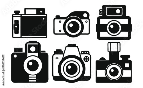 Vector illustrations vintage and modern cameras