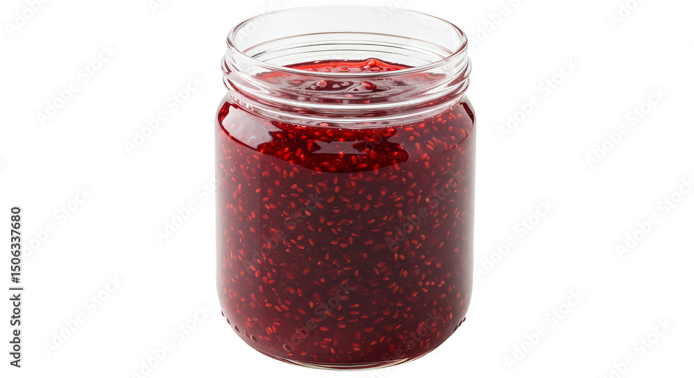 Isolated Raspberry Jam In Clear Jar Transparent Background Isolated Raspberry Jam In Clear Jar Transparent Background