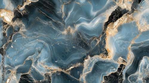 Elegant Blue Marble Background with Fluid Patterns and Gold Veins for Sophisticated Design Projects and Artistic Expressions