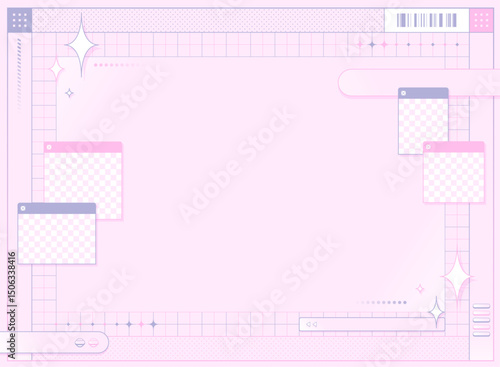 ピンクの可愛いUI風のフレーム背景