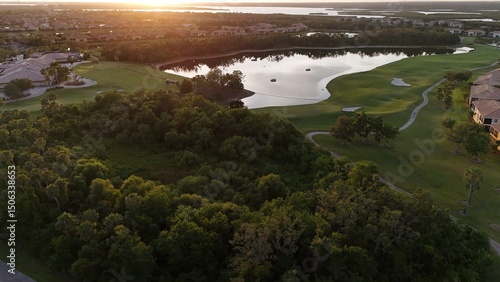 Florida golfing community at sunset, Bradenton, Florida