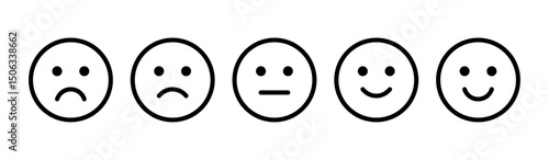 Rating emoji icon set. Feedback emoticons