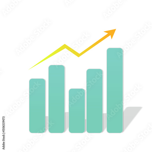 five tiers of light blue color charts with rising endings indicate skyrocketing business