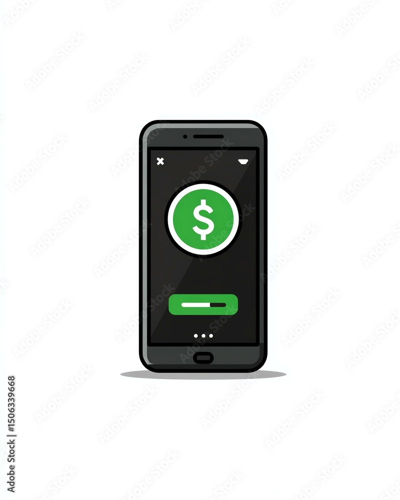qrcode retail mobile banking payment transaction Illustration of a smartphone displaying a digital wallet with a dollar sign, representing modern financial transactions. qrcode retail mobile banking payment transaction Illustration of a smartphone displaying a digital wallet with a dollar sign, representing modern financial transactions.