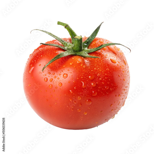 red tomato and water drops on it isolated PNG or Transparency Background