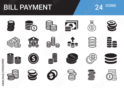 Financial transaction icons: A comprehensive array of payment and money symbols, perfect for financial concepts.