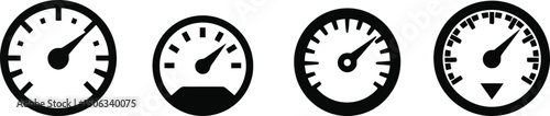 Vector illustration set of car speedometer icons on white background

 photo