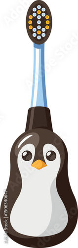 Childish toothbrush with penguin vector illustration