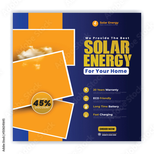 Solar energy panel and power saving social media post design