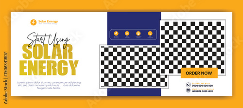 Solar energy panel and power saving Facebook cover design