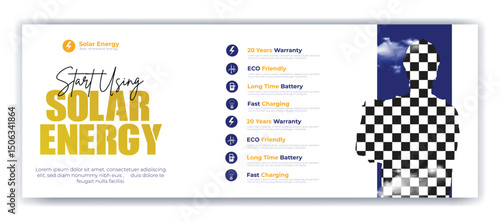 Solar energy panel and power saving Facebook cover design