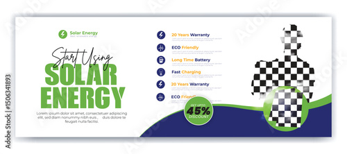 Solar energy panel and power saving Facebook cover design