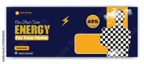 Solar energy panel and power saving Facebook cover design