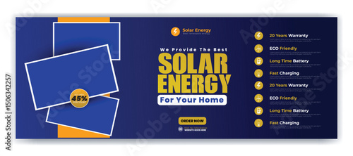 Solar energy panel and power saving Facebook cover design