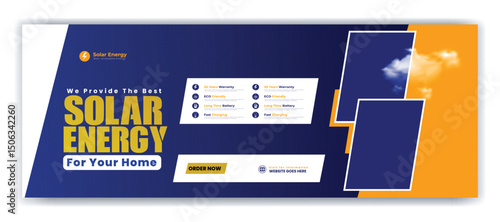 Solar energy panel and power saving Facebook cover design
