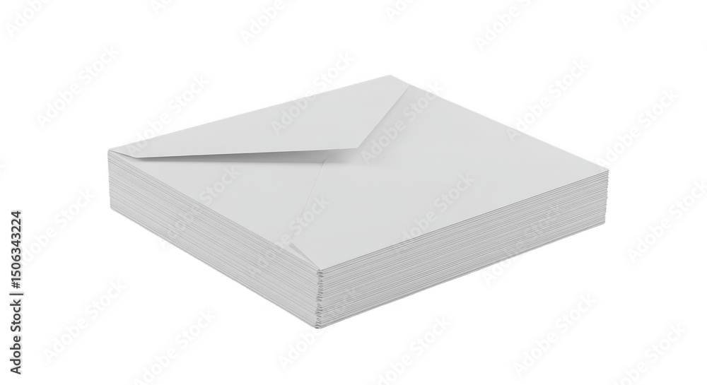 Isolated Stack Of White Paper Envelopes On Transparent Background Isolated Stack Of White Paper Envelopes On Transparent Background