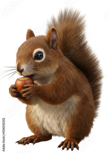 Isolated Squirrel Holds Nut Adorable Wildlife in Transparent Background