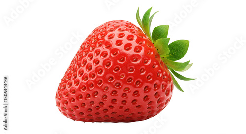 Isolated Strawberry Fruit With Green Leaf In Transparent Background Photo