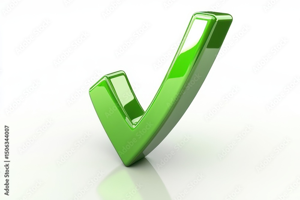 A vibrant green checkmark symbol on a white background. A vibrant green checkmark symbol on a white background.