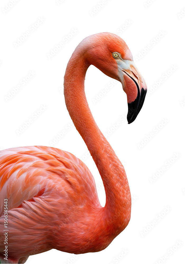 Obraz premium Isolated Transparent Background of Pink Flamingo Bird Tropical Wildlife