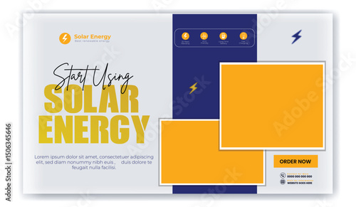 Solar energy panel and power saving webbanver and banner design