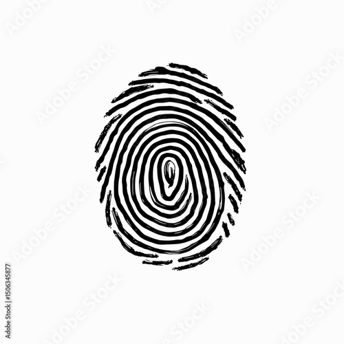 Symmetrical fingerprint logo in clean black line art on a white background, flat vector style ideal for security branding, biometric visuals, or modern tech icons
