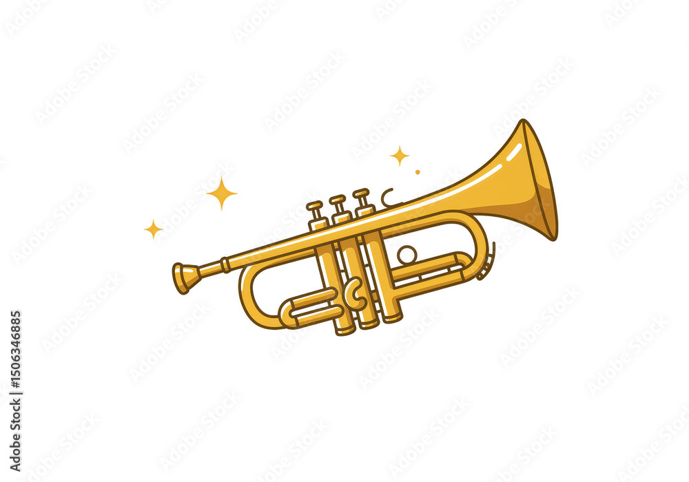 Fototapeta premium Isolated Trumpet Brass Gold Music Instrument for Orchestra Performance