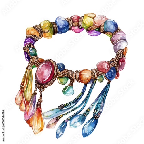 Bracelet, watercolor illustration vector, high quality, isolated on a white background.