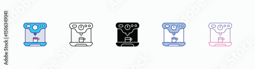 Coffee Maker icons set in different style vector stock illustration