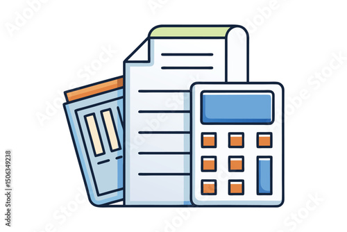 Budget planning calculator papers icon isolated on white background