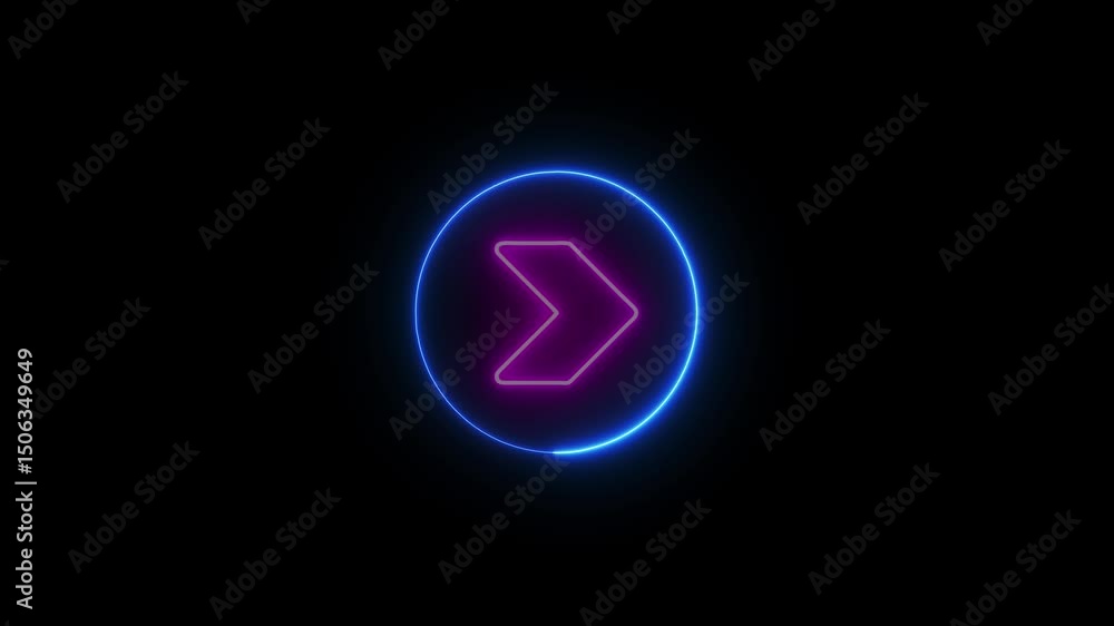 A glowing neon directional arrow neon sign. neon road sign. Neon signal arrow sign . A glowing neon directional arrow neon sign. neon road sign. Neon signal arrow sign .