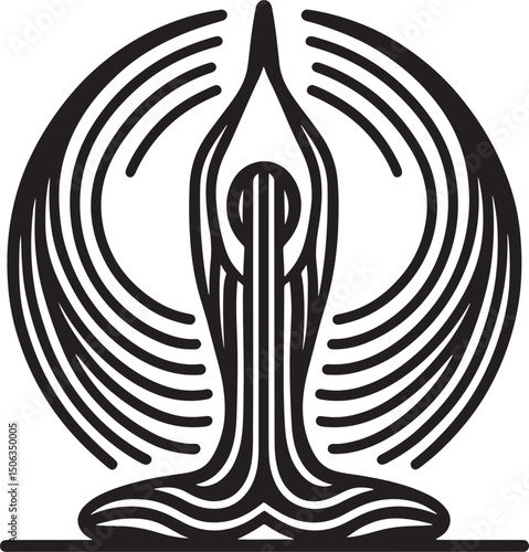 Vector illustration of yoga pose. Monochrome design element for yoga studio, meditation center, spiritual retreat, yoga studio..eps