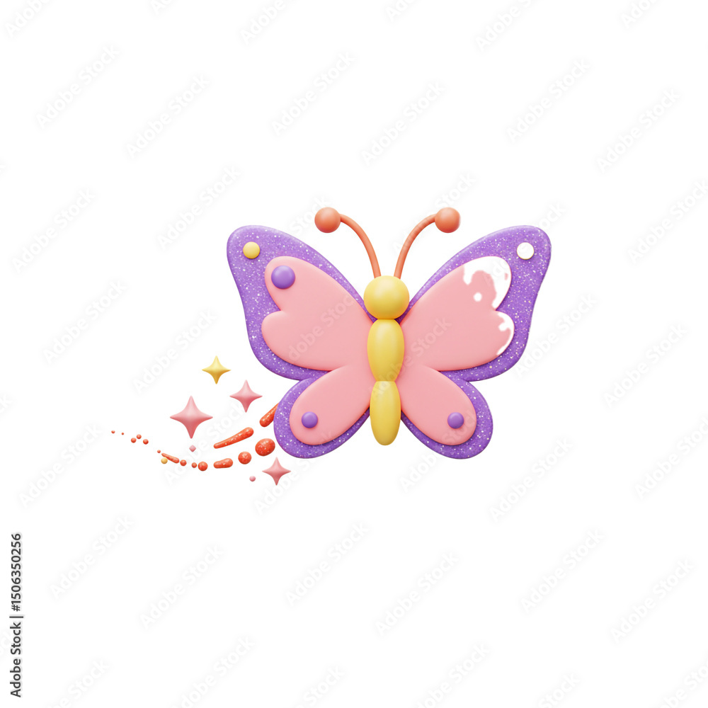 Magical cartoon butterfly with sparkles, a whimsical design element perfect for adding a touch of fantasy and charm to any creative project Magical cartoon butterfly with sparkles, a whimsical design element perfect for adding a touch of fantasy and charm to any creative project