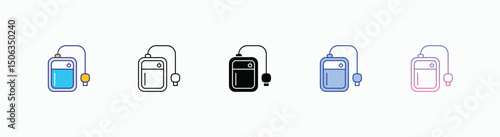 External Hard Drive icons set in different style vector stock illustration