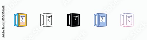 3D Printer icons set in different style vector stock illustration