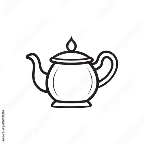 Simple monochrome line work shows an elegant teapot against a transparent background