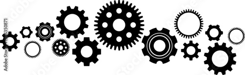 Gear wheel icon. Industrial cogwheels mechanism. Interconnected gears symbolizing teamwork and process