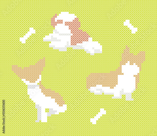 Cross Stitch Vector Element Dog Chihuahua Corgi Maltese Embroidery