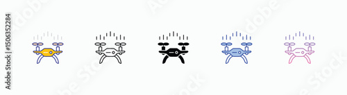 Drone icons set in different style vector stock illustration