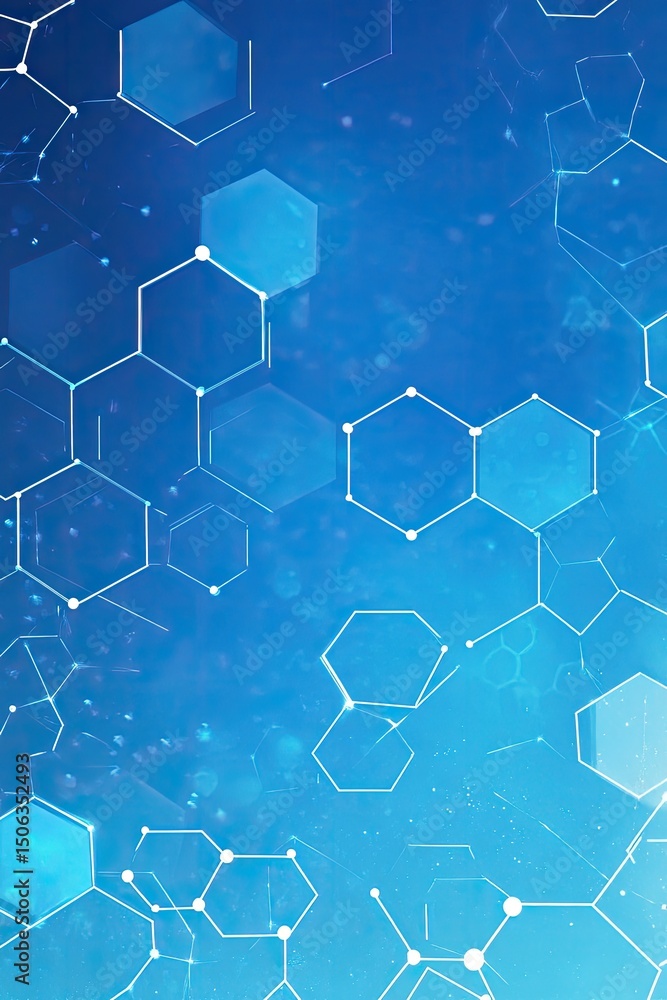Abstract hexagonal network on a gradient blue background Abstract hexagonal network on a gradient blue background