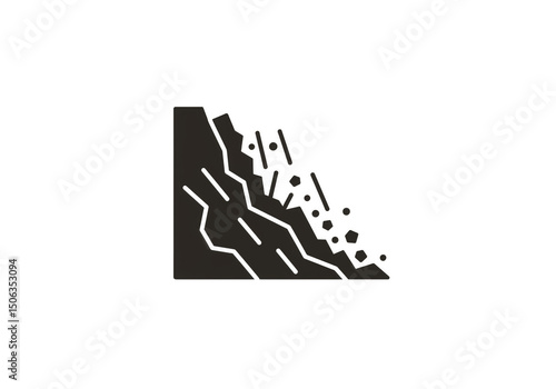 Landslide Avalanche Rockfall Hazard Disaster on Mountain Isolated Vector