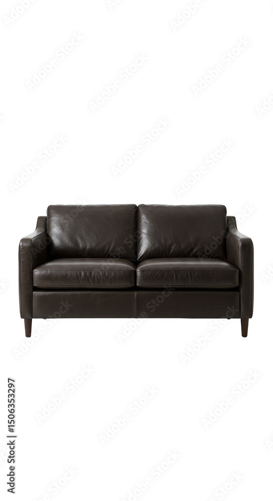 Fototapeta premium Leather Sofa Isolated on Transparent Background Interior Design