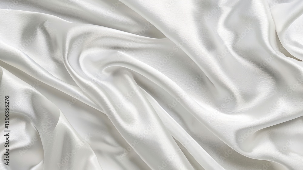 Fototapeta premium White silk fabric drapes, studio shot, elegant background, textile design