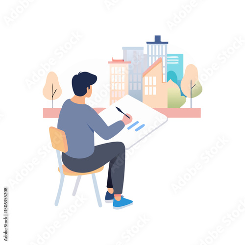 Man Designing Urban Landscape